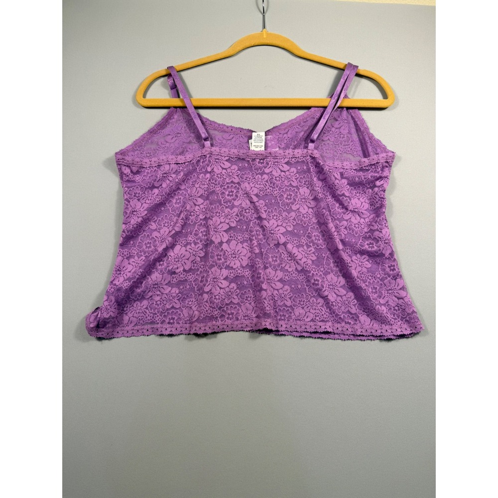 Victoria's Secret PINK Purple Floral Lace Camisole XXL Sheer Adjustable Strap - Picture 7 of 9